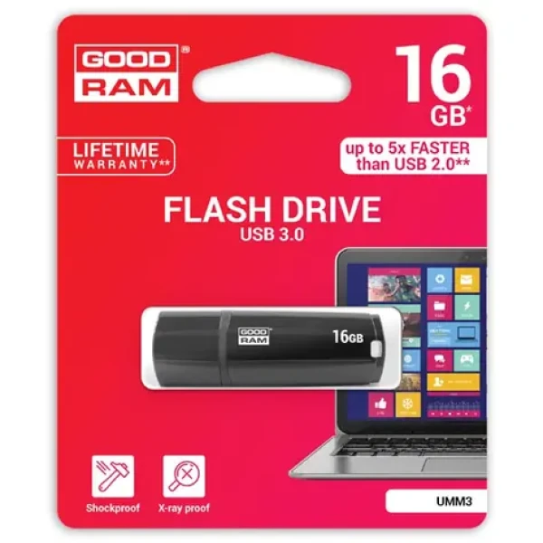 Goodram UMM3 16GB čierna / Flash disk / USB 3.0 / čítanie: 60MBs / zápis: 20MBs (UMM3-0160K0R11)
