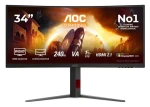 34" AOC CU34G4Z čierna / Monitor / Fast VA / 3440x1440 / 21:9 / 240Hz / 0,3ms / 2x HDMI 2.1 + DP / VESA / FreeSync (CU34G4Z)