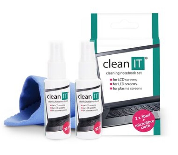 Clean IT čistiaci roztok na notebooky s utierkou / 2x30ml (CL-182)