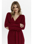 M810 Svetrové šaty s výstrihom do V - bordové EU UNI