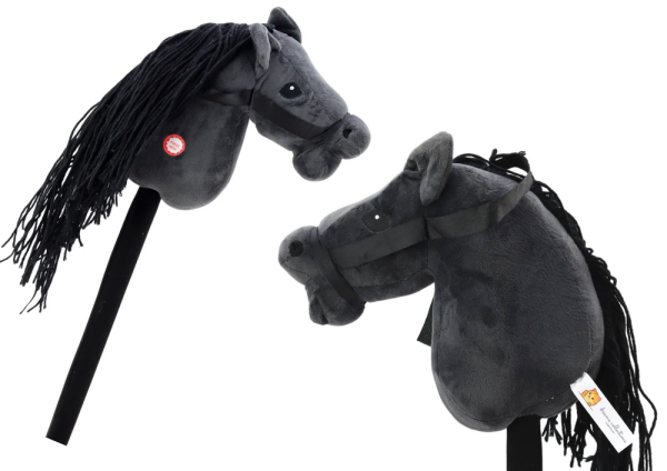 Mamido Kôň na tyči Hobby Horse dlhosrstý so zvukmi čierny
