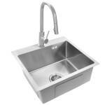 REA REA - Oceľový drez Leo 50 BRUSH NICKEL s kuchynskou batériou KPL-96003