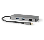 Nedis USB-C hub 7v1 antracit / USB hub / USB 3.2 Gen 1 / 2x HDMI / RJ45 / SD microSD / PD 100W (CCBW64250AT02)