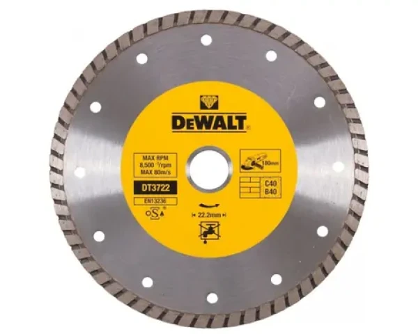 DeWalt DT3722-QZ / Diamantový kotúč Turbo / Priemer 180 x 22.2 mm / Šírka 2.4 mm (DT3722-QZ)