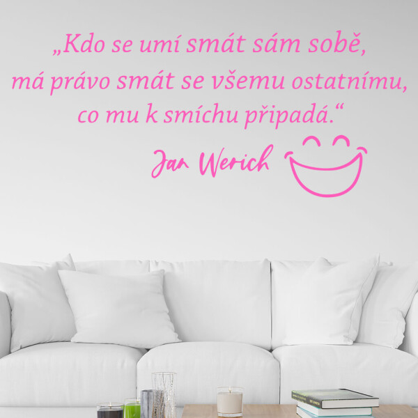 Veselá Stena Samolepka Slogan Jana Wericha Farba: růžová, Veľkosť: 80 x 34 cm