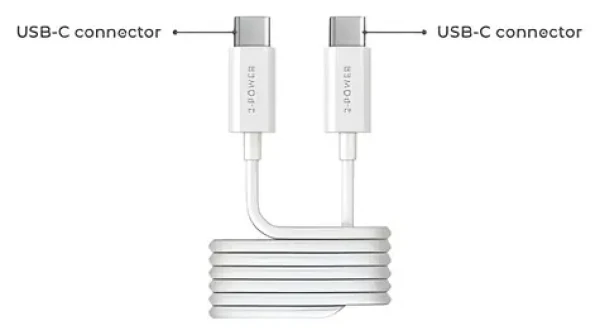 2-Power biela / USB-C kábel / USB-C (M) - USB-C (M) / 1 m (2PUC1M04W)