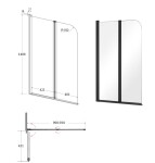 BESCO - Vaňová zástena PRIME 2 - FARBA rámu - Čierna, Rozmer A - 90 cm, Smer zatvárania - Univerzálny Ľavé / Pravé, Výplň - Číre bezpečnostné sklo - 5 mm BCPRIM90BC