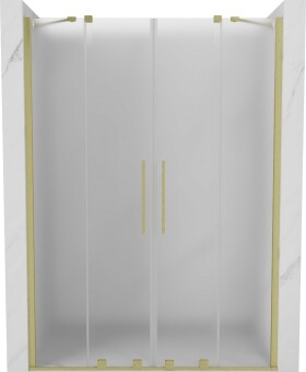 MEXEN/S - Velar Duo posuvné sprchové dvere 150, dekor, zlatá kartáčovaná 871-150-000-32-55