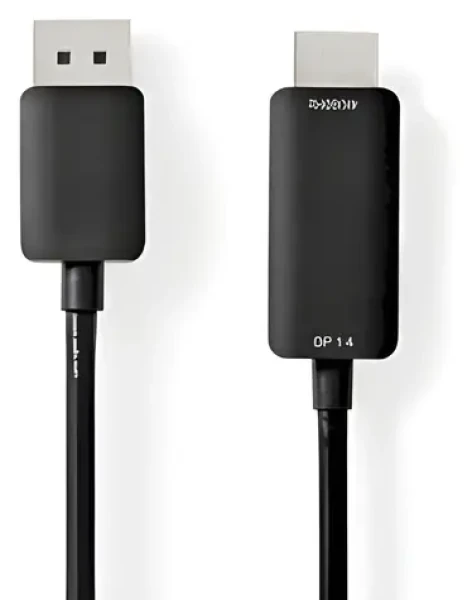 Nedis DisplayPort-HDMI kábel čierna / Kábel DisplayPort na HDMI / 4K 60Hz / Poniklované konektory / 2 m (CCGP37104BK20)