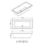 CERANO - Vaňa akrylátová Elisa - obdĺžniková - biela - 160x70x40 CER-005254