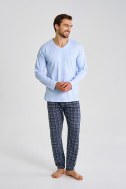 3476 PÁNSKE DLHÉ PYŽAMO ZNAČKA 3XL-4XL modrá 3xl