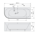 POLYSAN - VIVA R MONOLITH asymetrická vaňa 180x75x60cm, biela 72129M