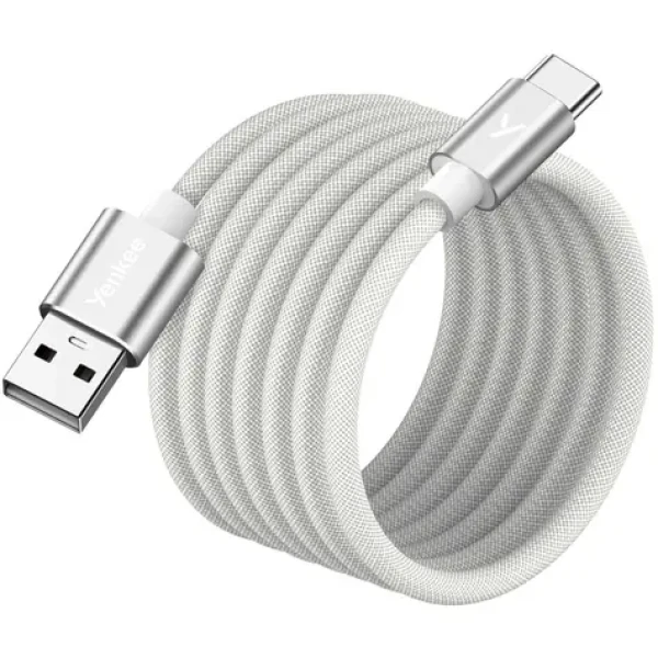 YENKEE YCU MAGNETIC 04 Kábel USB-A (M) - USB-C (M) 1.5m biela / 18W / 480Mb/s (8590669394531)