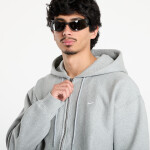 Mikina Nike Solo Swoosh Men's Full-Zip Fleece Hoodie Dk Grey Heather/ Lt Smoke Grey/ White L
