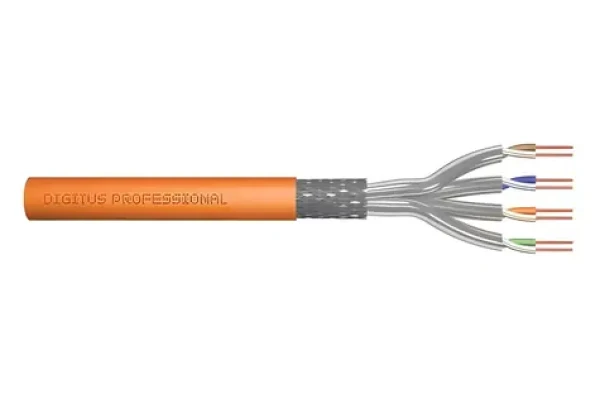 Digitus CAT 7 S/FTP oranžový / Inštalačný kábel / 25 m / AWG 23/1 / LSZH / Dca / 1200 MHz (DK-1743-VH-025)