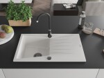 MEXEN/S MEXEN/S - Cesar granitový drez 1 s odkvapkávačom 775 x 470 mm, biela, + čierny sifón 6514771010-20-B