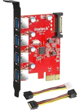Inateck KTU3FR-4P / PCIe karta / 4X USB 3.0 / SATA 15pin napájania / Hot-swap (KTU3FR-4P)