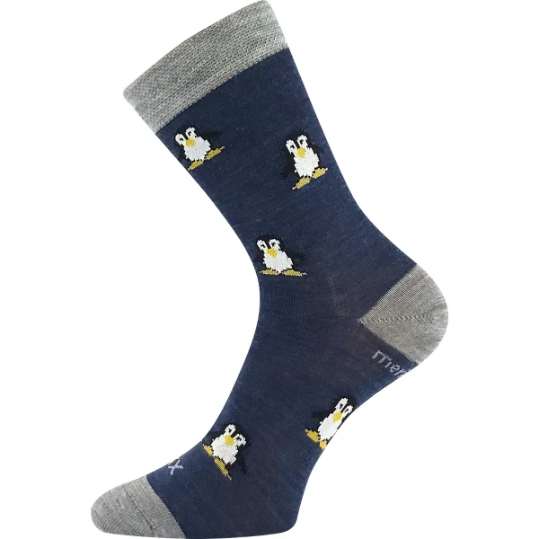 VOXX Ponožky dětské slabé z merino PENGUINIK s ionty stříbra JEANS 30-34 126527