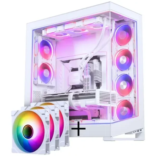 PHANTEKS NV Series NV7 biela + M25 Gen2 D-RGB 3×140 mm + DRGB Kit / Full tower skriňa / E-ATX / priehľadná bočnica (GABU-542)