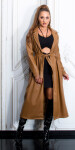 Sexy Faux Leather Coat with Belt brown Einheitsgroesse