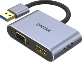 Unitek USB 3.0 na HDMI + VGA / Grafický adaptér / FullHD / 2 monitory (V1304A)