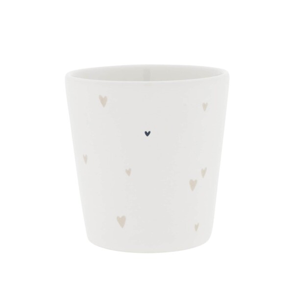 Bastion Collections Keramický latte hrnček White / Hearts natural 240 ml