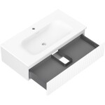 MEXEN/S - Rivel kúpeľňová skrinka 90 cm s umývadlom Vela, 1 šuplík, reliéf, biela mat 91A20-09023-1-BF01-W23M01