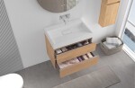 CERANO - Kúpeľňová skrinka Velora - dub medový, úchytka chróm + umývadlo z lit. mramoru Vita - biela matná - 70x63x46,5 CER-8050BD84051