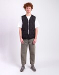 Taion Unisex Military Zip V-Neck Down Vest BLACK S
