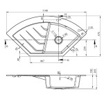 SAPHO SAPHO - Granitový zabudovateľný drez rohový s odkvapom 114x57,5cm, čierny GR1934
