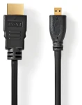 Nedis High Speed HDMI - Micro HDMI čierna / Kábel HDMI / Micro HDMI / 4K 30 Hz / 10,2 Gbps / 1,5 m / Ethernet (CVGL34700BK15)