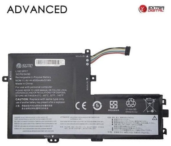 Extra Digital Nešiojamo kompiuterio baterija LENOVO L18C3PF7, 4500mAh, Extra Digital Advanced