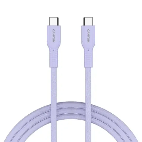 Canyon OnWire CCAP60CL fialová / Nabíjací kábel / USB-C - USB-C / opletený / 60W PD / 480 Mbps / 1 m (CND-CCAP60AB10PU)