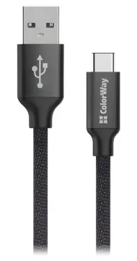 Colorway čierna / Dátový kábel / USB-A - USB-C / 2,4 A / 2 m (CW-CBUC008-BK)