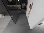 MEXEN/S - Kioto Sprchová zástena WALK-IN 110 x 90, čierny vzor, meď kartáčovaná 800-110-212-65-70-090