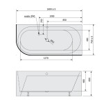 POLYSAN - ASTRA R MONOLITH asymetrická vaňa 160x75x60cm, biela 34611M