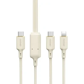 Dudao Dátový kábel L7SF 2v1 / USB-C / USB-C / Lightning 100W / 1.2 m / béžová (156312)