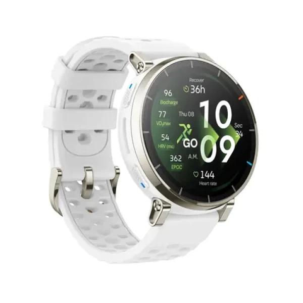Amazfit Active 3 Premium Aero White / Chytré hodinky / 1.32 "AMOLED / 5ATM / Bluetooth / Android 7+ iOS 14+ (W2558GL3N)