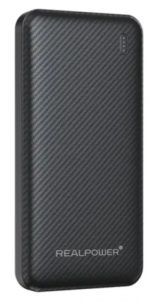 RealPower PB-10000 PLUS čierna / Powerbanka 10000 mAh / 2x USB-A / 1x USB-C / 20W (557605)