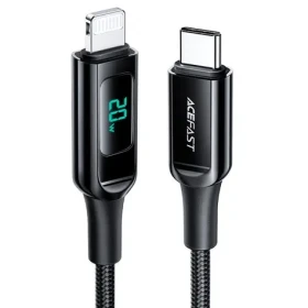 Acefast Kábel USB-C (M) - LIghtning (M) 1.2 m čierna / 30W / displej (6974316281030)