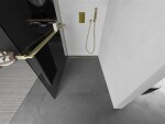 MEXEN/S - Kioto+ Sprchová zástena WALK-IN s poličkou a držiakom uterákov 100 x 200, grafit, zlatá kartáčovaná 800-100-121-55-40