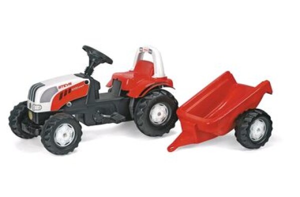 Rollytoys Šliapací traktor Rolly Kid Steyer s vlečkou-červená