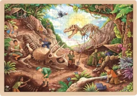 GOKI Drevené puzzle Dinosaurie vykopávky