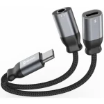 Swissten TEXTILE USB-C/Jack 3,5 mm 0,12 m čierna / Nabíjací audio adaptér / textilné opletenie (73502301)