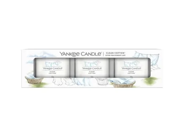 Yankee Candle Clean Cotton - Sada sviečok v skle 3x 37g / doba horenia: až 3x 10 h (1701402E)