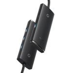 Baseus WKQX030401 Lite Series Hub čierna USB rozbočovač 4X USB 3.0 1x USB-C