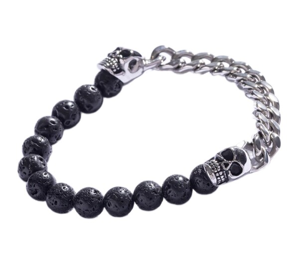 Marc Malone Výrazný pánsky náramok s lávovým kameňom MCGB5042S