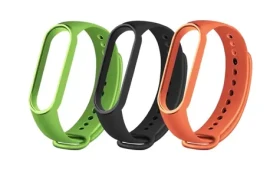 RhinoTech Sada náhradných remienkov pre XIAOMI Mi Band 6 čierna amp; oranžová amp; zelená (RTACC229)