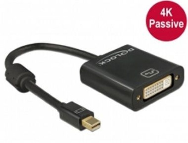 Delock adaptér Mini Displayport 1.2 samec lt;-gt; DVI samica 4K / pasívne / čierny (62605)