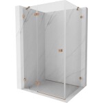 MEXEN/S - Lunar sprchovací kút dvere krídlové ľavá 80 x 90, transparent, meď kartáčovaná 834-080-090-65-00-L